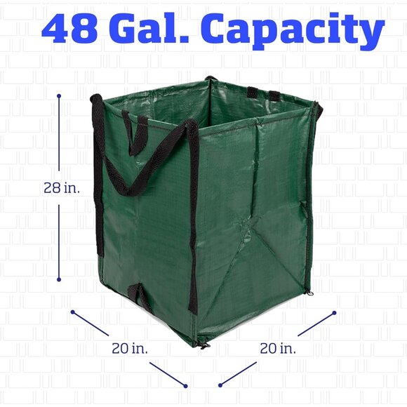 Heavy Duty Home and Yard Bags 48-Gallon Reusable Self-Standing Lawn and Leaf Bag - Picture 2 of 7